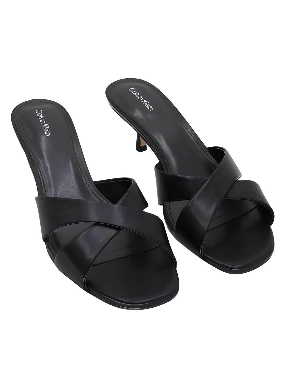 Calvin Klein Skylor 2 Black Crisscross 2" Kitten Heel Sandals Size 10M
